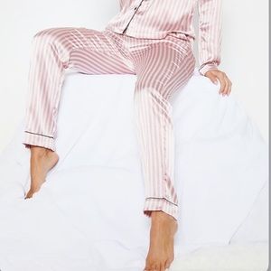 Victoria’s Secret Pink & White Satin Pajama Pants